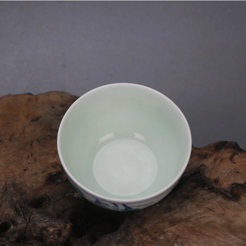 Handmade Doucai Grape Flower Pattern Porcelain Teacup Antique Reproduction Home Decor Gift