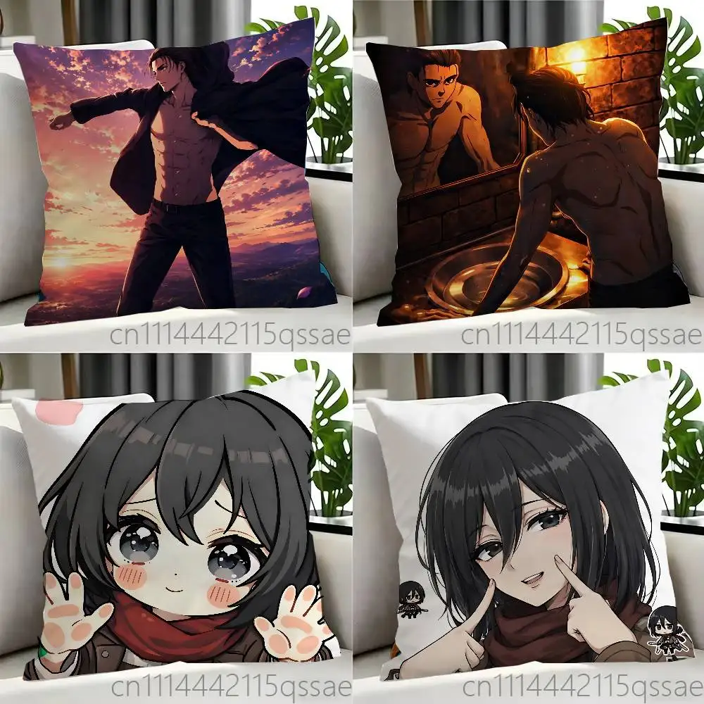 Eren Yeager Attack on Tita Pillow cases Sofa cushion cover home bedroom room decoration