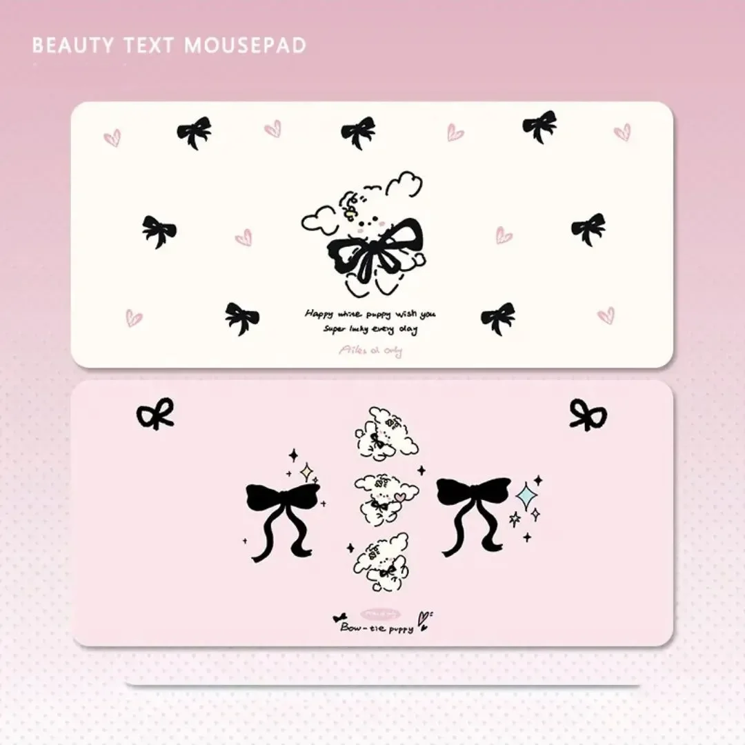 

Korean Ins Cute Puppy Bow Pink Cartoon Mouse Pad Large XXL Gaming Mousepad Gamer Leather Computer Speed Keyboard Desk Table Mat