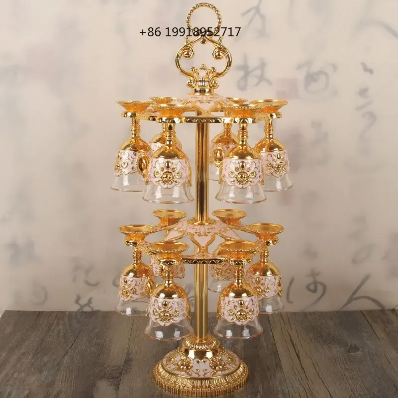 Home palace style wine set glass white wine cup wine rack vintage European cup home tall glass 12 sets glasses JJ489