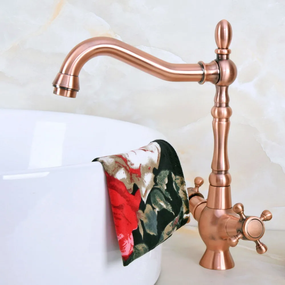 

Antique Red Copper Brass Kitchen Wet Bar Bathroom Vessel Sink Faucet Single Hole Swivel Spout Mixer Tap anf617