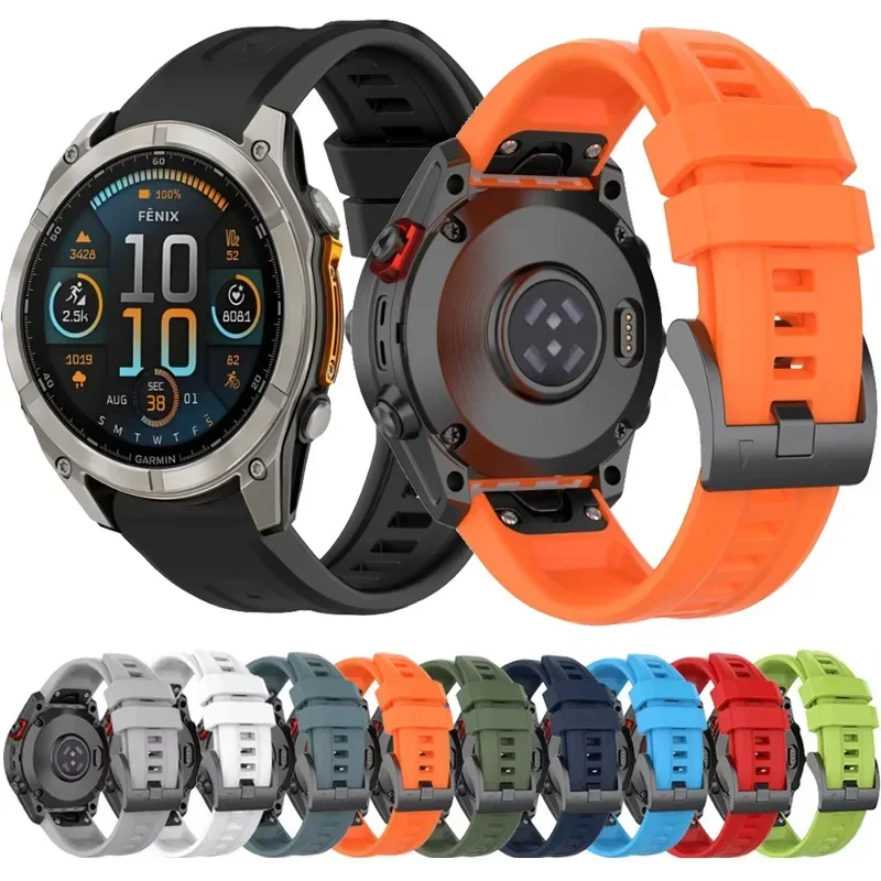 26/22/20mm Quick Fit Silicone Strap For Forerunner 965/955/970 Bracelet Wristband For Garmin Quatix 8/Tactix 8 51mm 47mm Correa