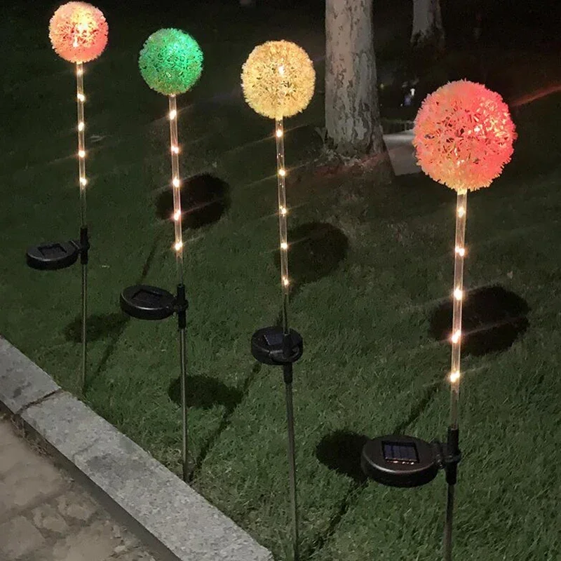 โคมไฟพลังงานแสงอาทิตย์ LED ลายดอกไม้ดอกแดนดิไลออนสำหรับกลางแจ้งโคมไฟถนนสนามหญ้าโคมไฟของตกแต่งงานแต่งงานสำหรับงานปาร์ตี้