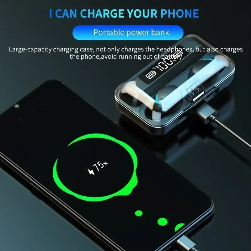 

8.0 Noise F9 Wireless Earphones Bluetooth TWS LED Dislpaly Binaural Headset Waterproof HD Calling CVC Reduction Headphones