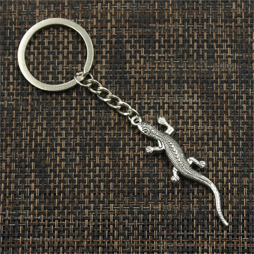 Fashion Keychain 56x15mm Lizard Gecko Pendants DIY Men Jewelry Car Key Chain Ring Holder Souvenir For Gift