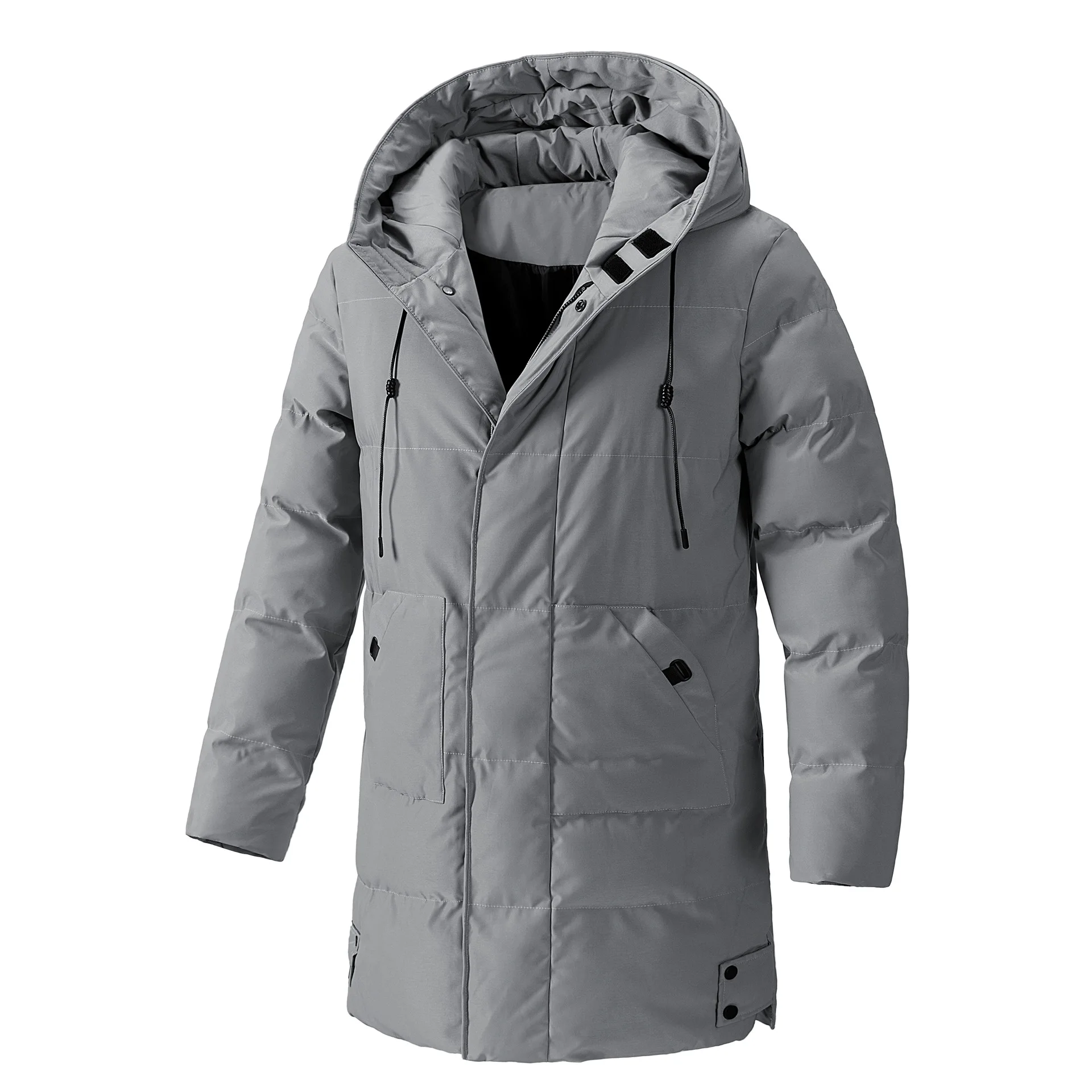 

2025 Korean Style Winter Fashion Men's Plus Size Casual Trendy Solid Color Loose Simple Basic Hooded Quilted Coats Male Parkas