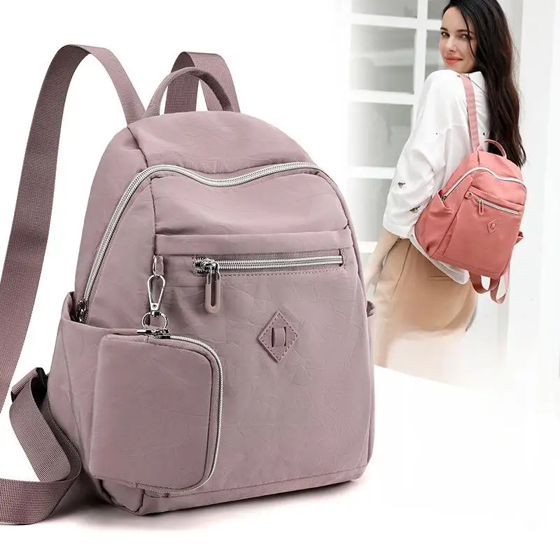 

Backpack for Women Meduim Size Nylon Daypack Hanged with Coin Change Pouch Bag Small Casual Travel Bag for Teens Girls