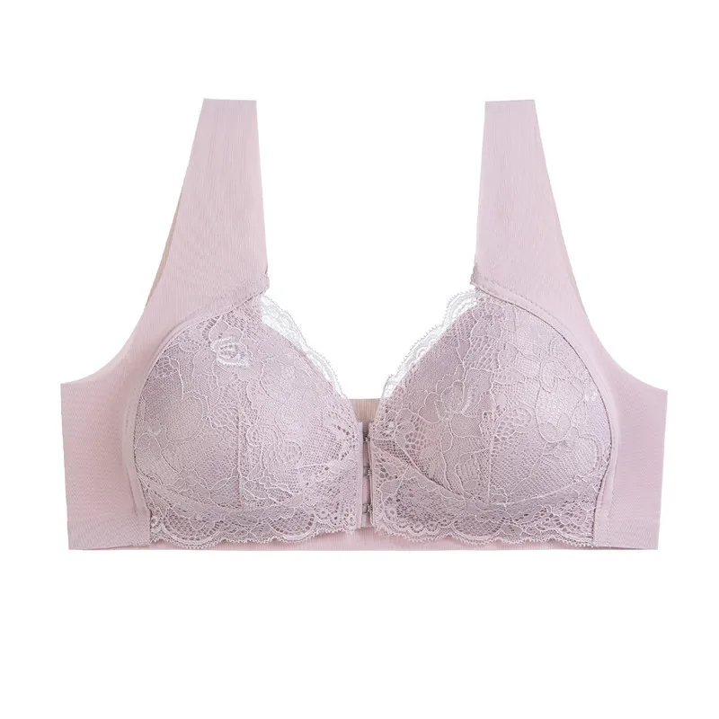 L'bellagiovanna Plus Size Summer Lace Seamless Bra Wireless Sexy Front Buckle Breathable Daily Underwear for Women  Wholsale