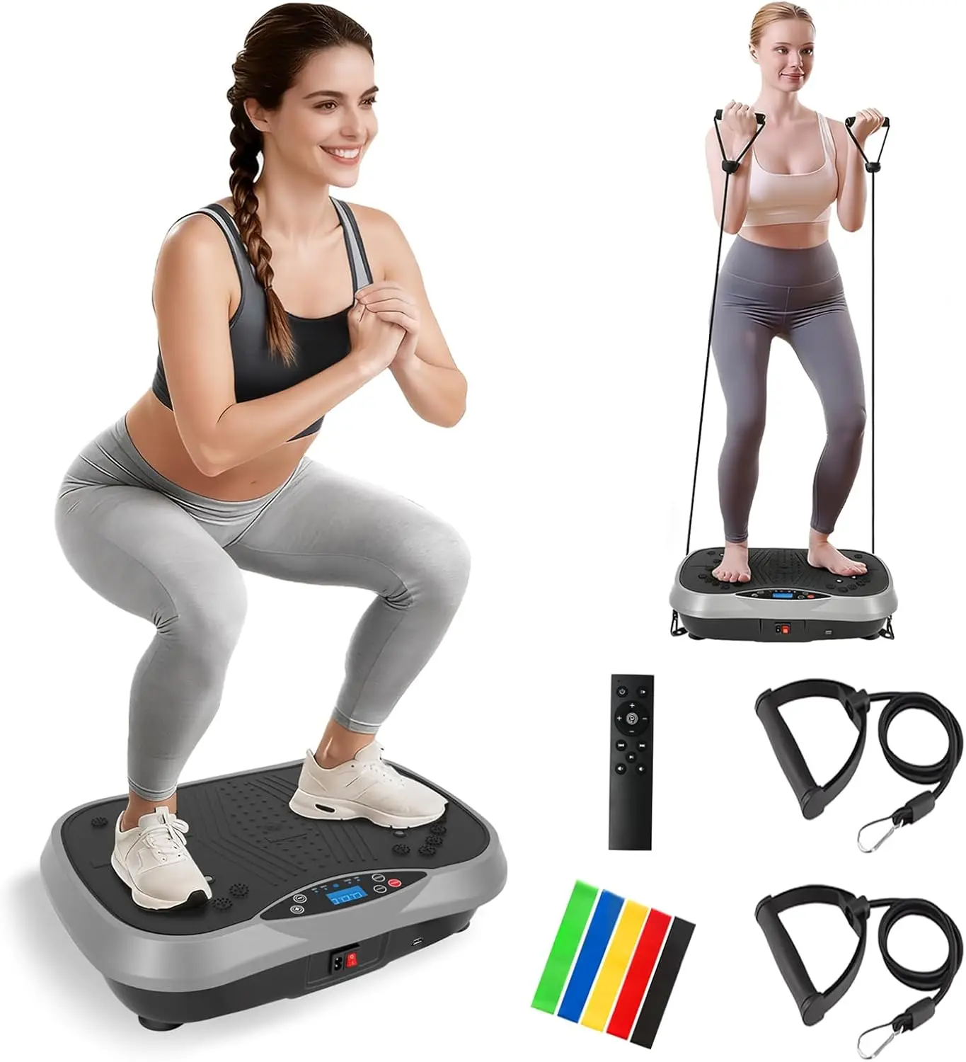 

Vibration Plate Exercise Machine, 3 Workout Modes 120 Levels, 400 lbs Capacity Whole Body Shake Plate for Home Gym