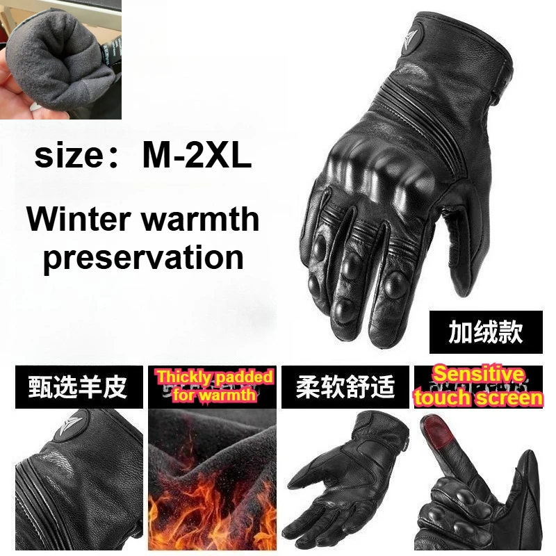 

Winter Motorcycle Gloves Men Waterproof Leather Thermal Warm Windproof Touch Screen Riding Gloves