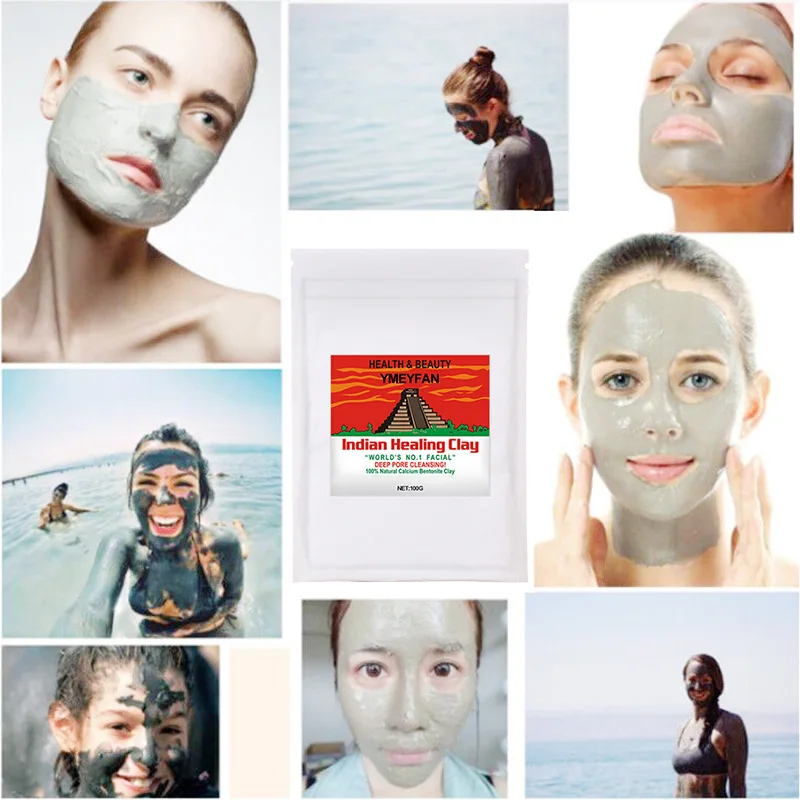 Indian Healing Clay Facial Mask Deep Cleansing Blackhead Remover Brightens Skin Tone Shrink Pores Moisturizing Skin Care