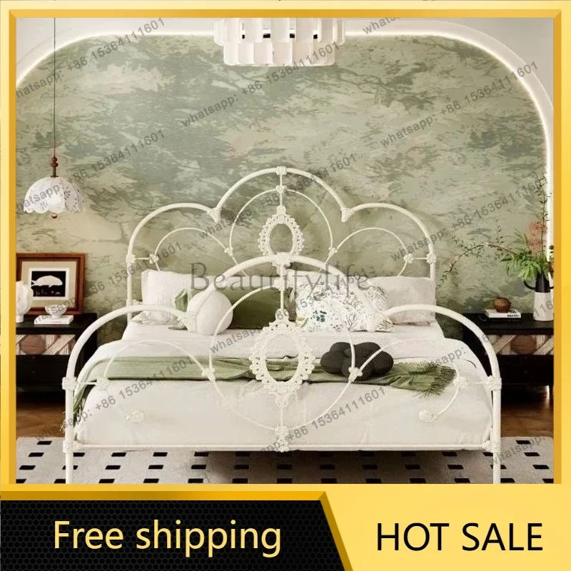 LS120x200cm 150x200cm 180x200cm Double Bed Luxury European Style Princess Bedroom Beds And Bed Frames Modern French Iron Frame