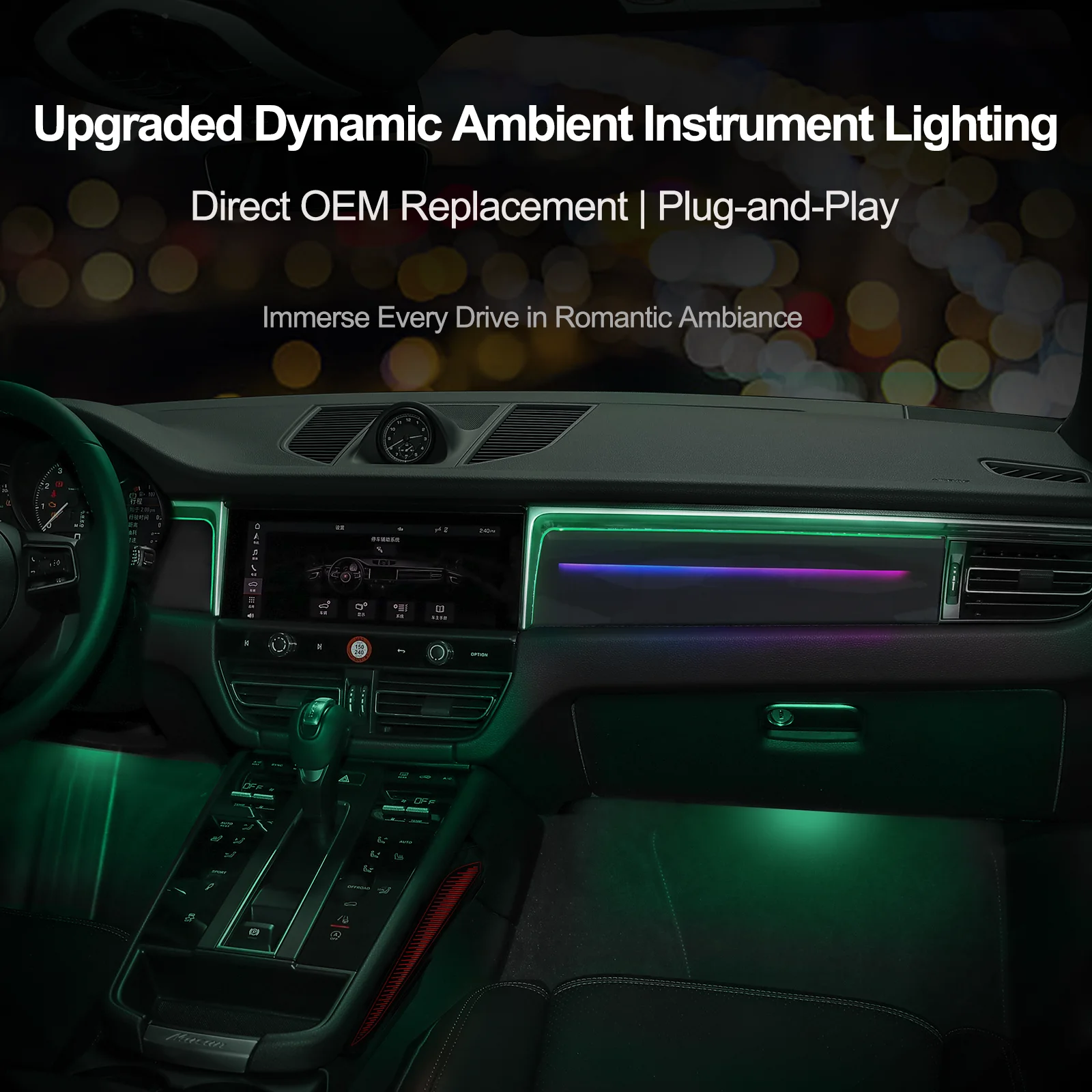 Ambient Lighting Kit for Porsche Macan 2014-2024 1:1 OEM Mold Plug&Play Vehicle-Specific Fit Dual Control App Support Car Light