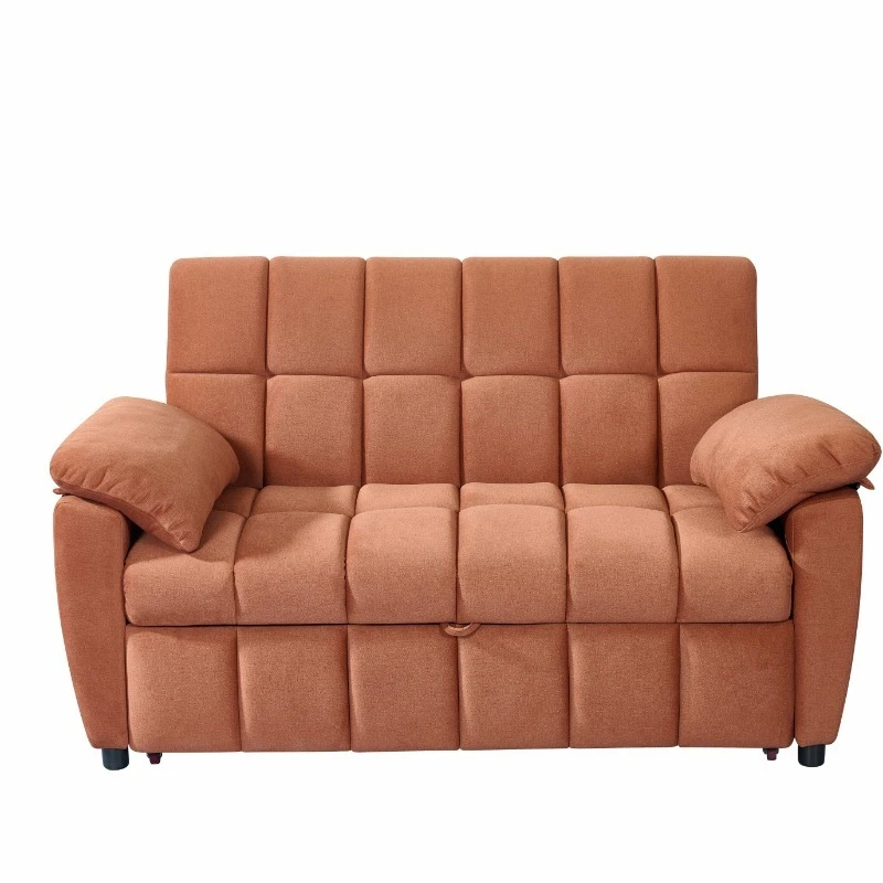 Retro reddish-brown fabric sponge filled wooden frame single leisure sofa, suitable for living room and bedroom