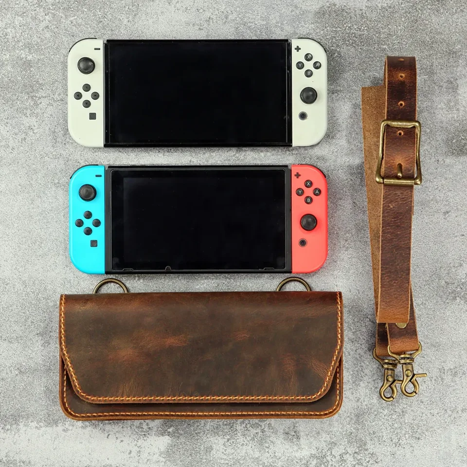 Nintendo Switch旧・ケース付 Vintage Brown Leather Case for Nintendo Switch 2, Switch OLED