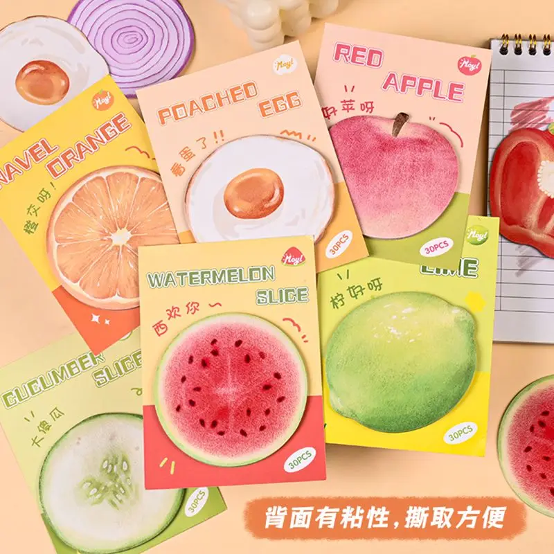 과일 모형 특수 점착 메모지 창의적이고 귀여운 채소 장식 스티커 저널 재료 메시지 노트 선물