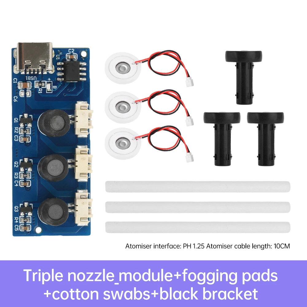 DC 5V Single Module Dual Spray Three Spray Electrified Direct Spray No Switch Ultrasonic Atomizer Humidifier Module Type C