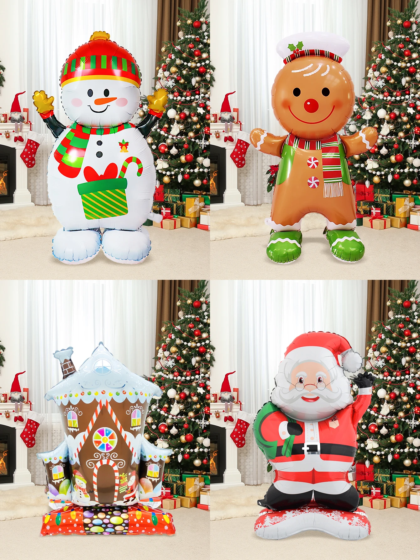 1pc Christmas standing aluminum balloon, suitable for Christmas party, New Year decoration, snowman party, gingerbread man party