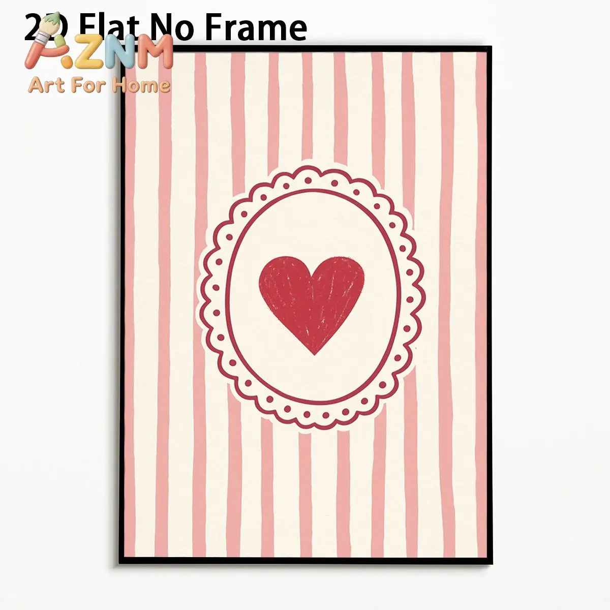 A Poster Featuring A Red Heart Theme Adorned with Pink Stripes Is The Perfect Poster for Weddings and Valentine's Day