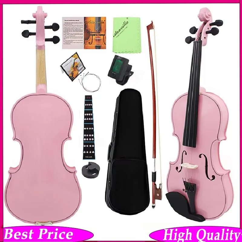 

4/4 Full-Size Acoustic Violin Starter Kit – Basswood Body with Case, Bow & Shoulder Rest | Complete Beginner Violin Set
