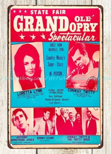 1971 Loretta Lynn, Conway Twitty Grand Ole Opry Concert Poster tin sign