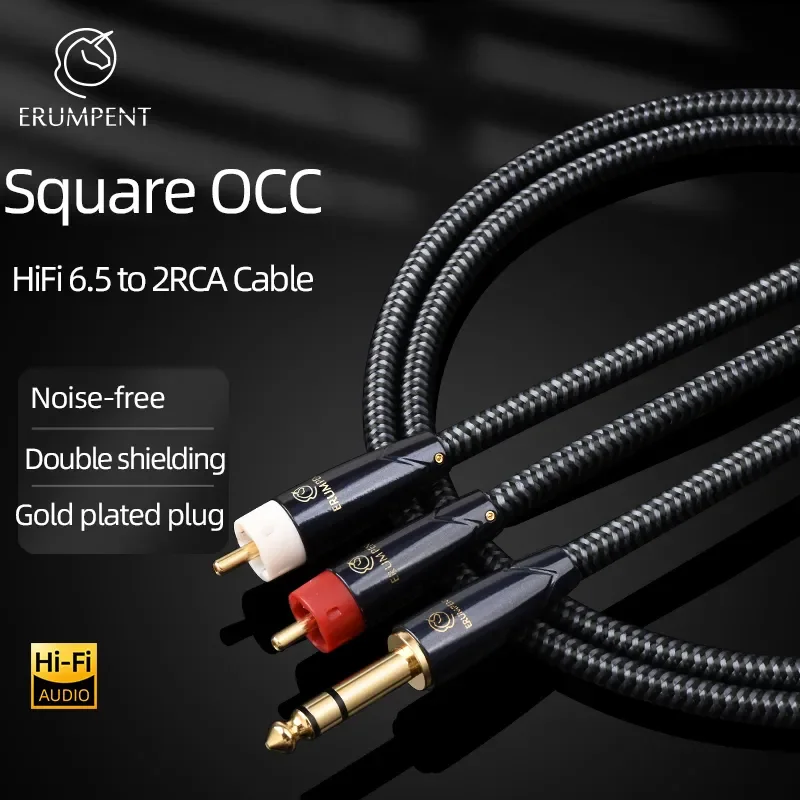 Audio Cable RCA Jack 6.5 TRS Y Splitter HiFi Stereo 2RCA to 6.5mm RCA Cable Aux for DAC Speaker