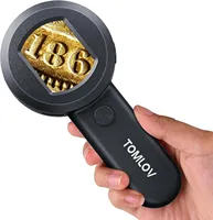 TOMLOV P10 Microscope for Adults Kids Handheld Coin Magnifier with Light for Error Coins Collector Portable 100X Jewelers Loupe
