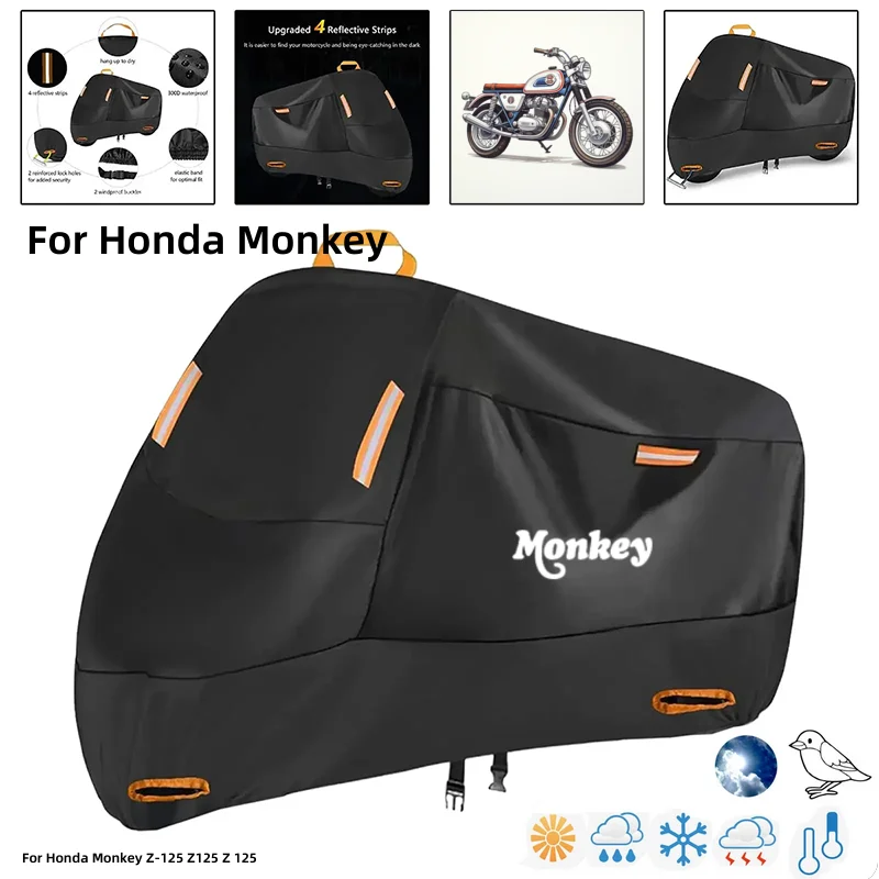 Waterproof Motorcycle Cover For Honda Monkey Z-125 Z125 Z 125 Outdoor Protection Against Rain Dust Debris Weather 210D Oxford