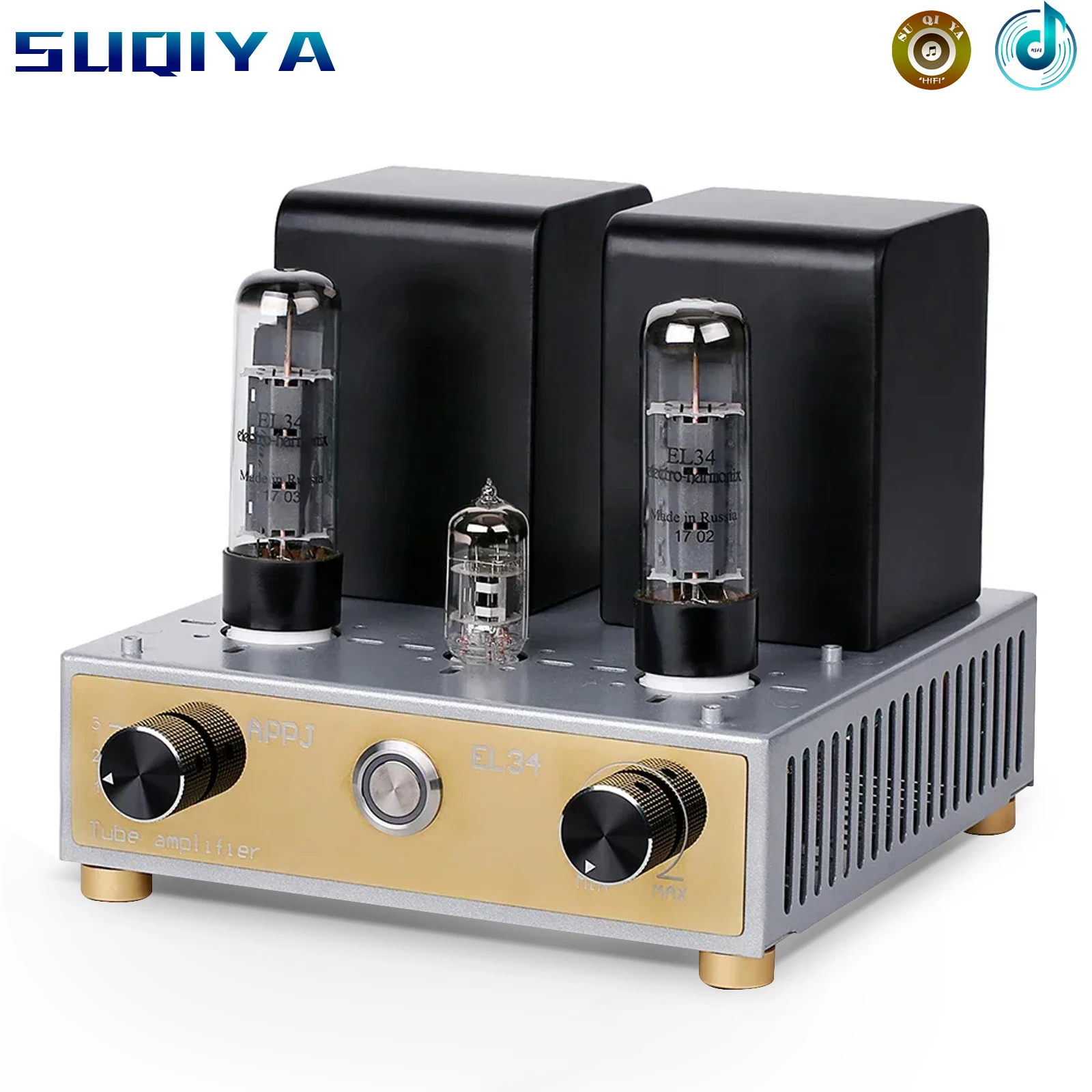 

APPJ EL34 12AX7Tube Amplifier HIFI EXQUIS Class A Single-ended Mini Tesktop AMP