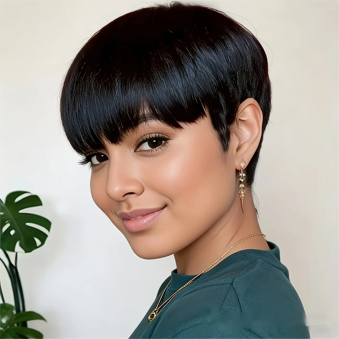 

Парик пикси-каре из натуральных волос для женщин, машинной работы