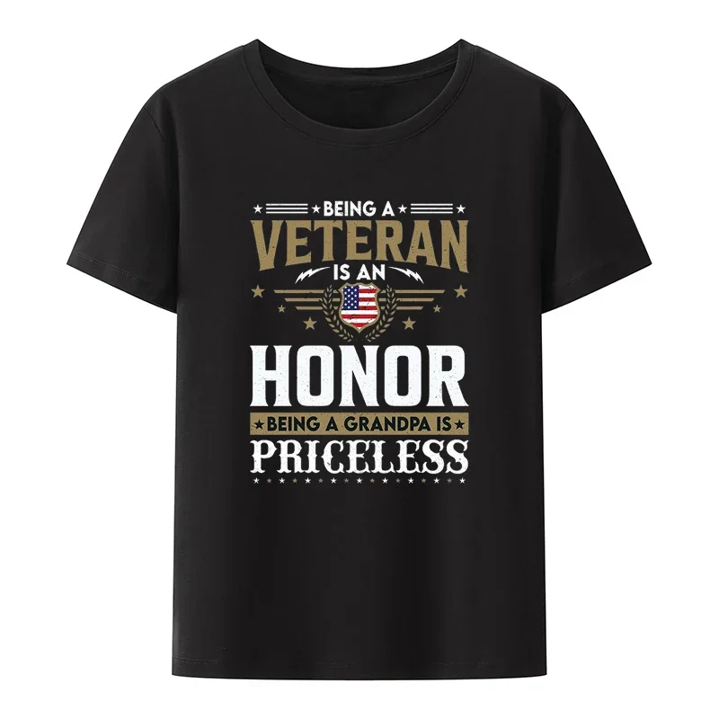 Being A Is An Honor Being A Grandpa Is Priceless Modal Print T Shirt Men Summer Short Sleeve O-neck Novelty Loose Streetwear