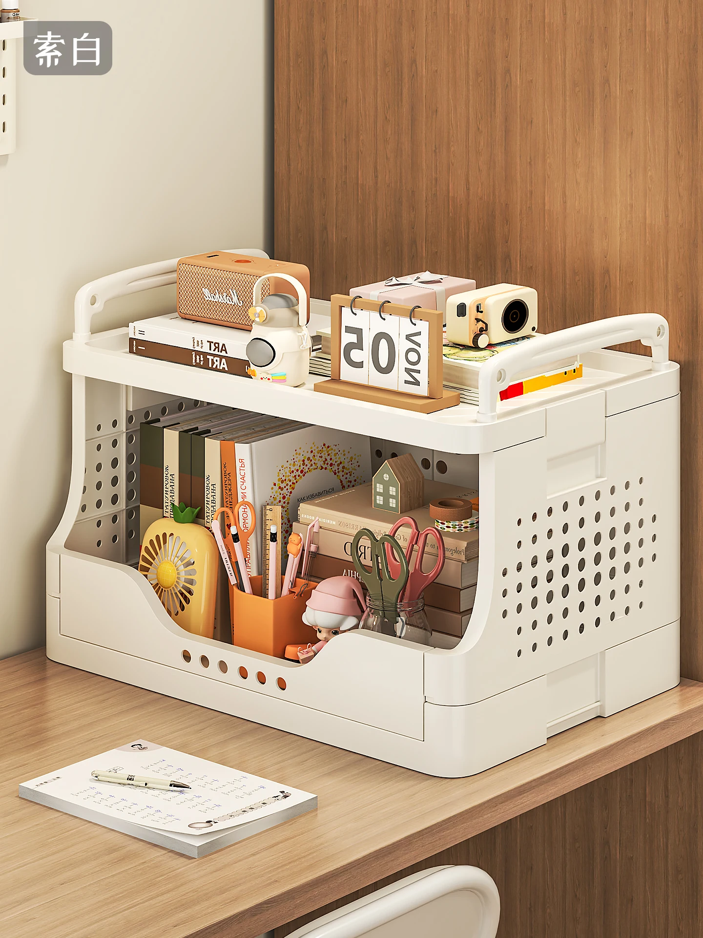 

Пылезащитный органайзер для книг на студенческий стол, вращающийся пластиковый контейнер на колесиках для хранения и организации книг в классе, простой дизайн