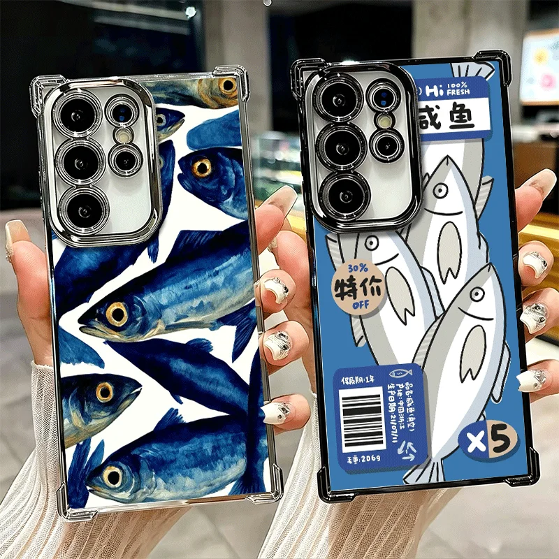 Discounted Salted Fish Plating Phone Case For Samsung Galaxy S25 S26 Edge S24 S23 Ultra S22 S21 Plus S20 FE Anti-Fall Protection