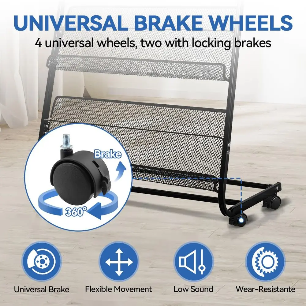 Magazine Rack, 4Layer Brochure Display Stand Tiered Design Magazine Stand Detachable Magazine Display with Casters for Exhibiti