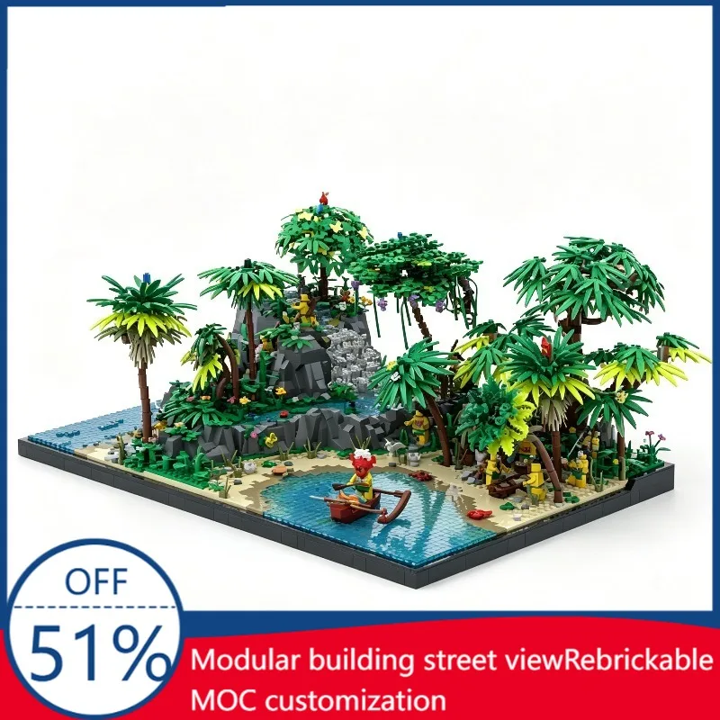 NUEVO 5693 Piezas, Bloques de Construcción Modulares de Islas Tropicales Atol, Diorama MOC, Modelo Educativo DIY para Colección, Exhibición y Regalo