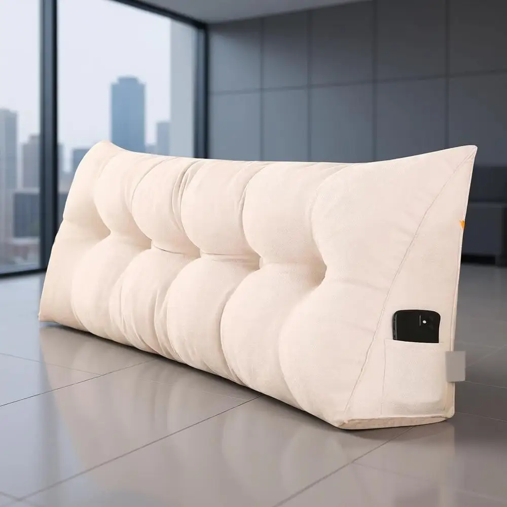 

Twin XL Triangular Wedge Pillow with Removable Cover for Bed or Couch Back Support