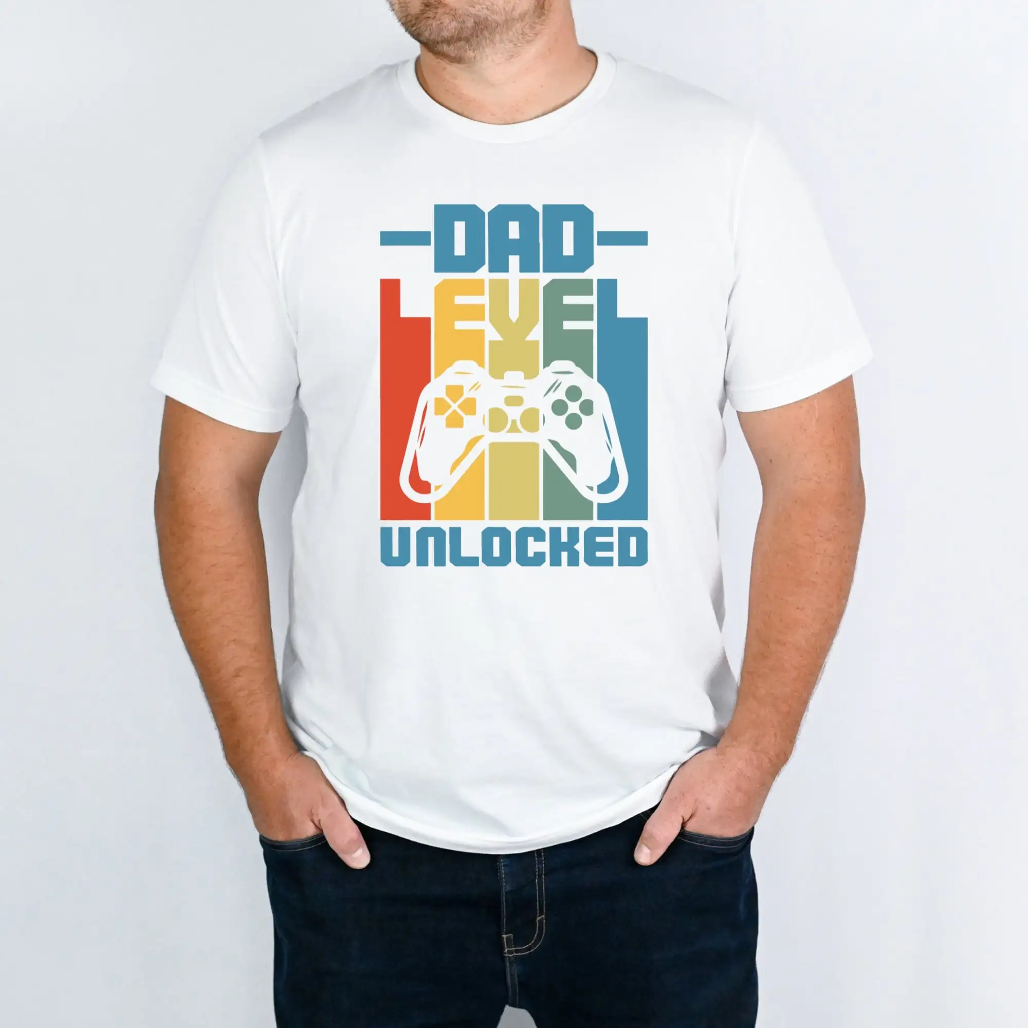 Dad Level Unlocked T Shirt Father'S Day Funny New Gaming First Time Family Matching