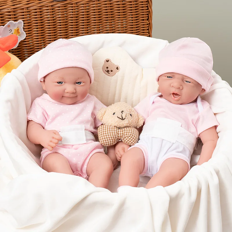 New Bebe Reborn Doll 35cm Vinyl Reborn Toys For Girl Cute Crying Emoji Doll Full Body Soft Vinyl Boy Girl Bebes Reborn Toy Gifts