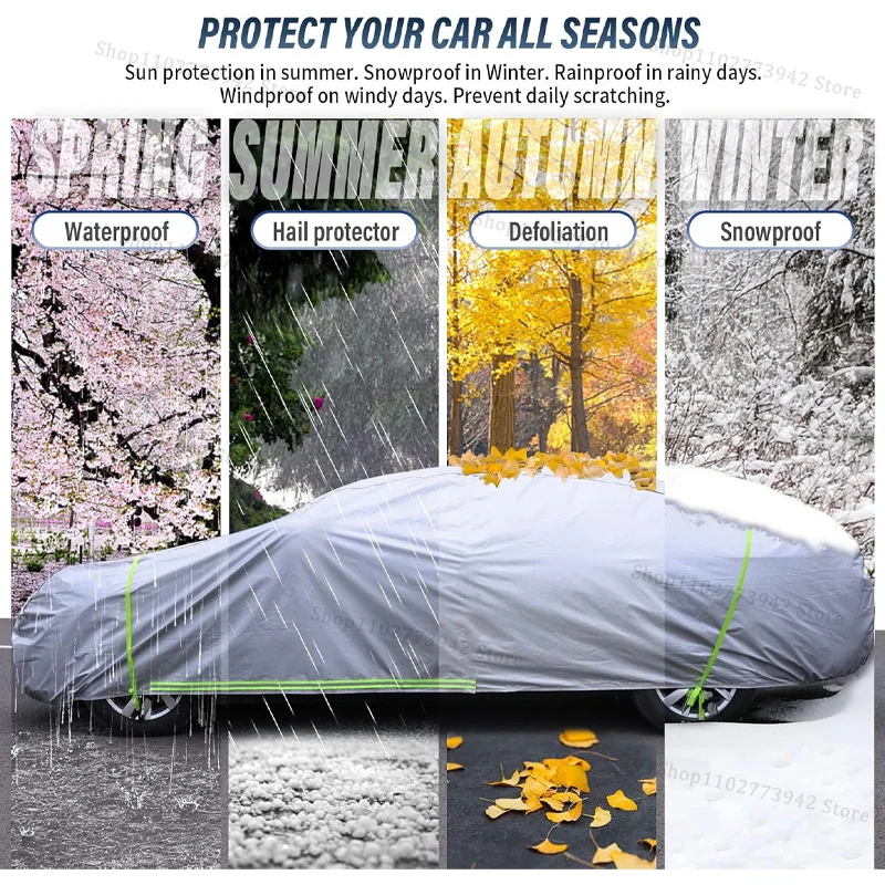 Car Cover For AUDI Q7 4L 4M Full Exterior Black Silvery-Auto Cover Sunshade Dustproof Waterproof Reflective strips - Image 2