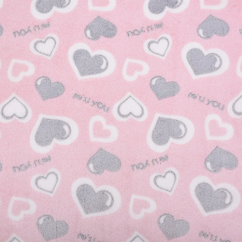 

Pre-cut 1Pc 19.68x64.96inch Pink Color Velvet Fabric with Gray Heart Pattern Home Decor