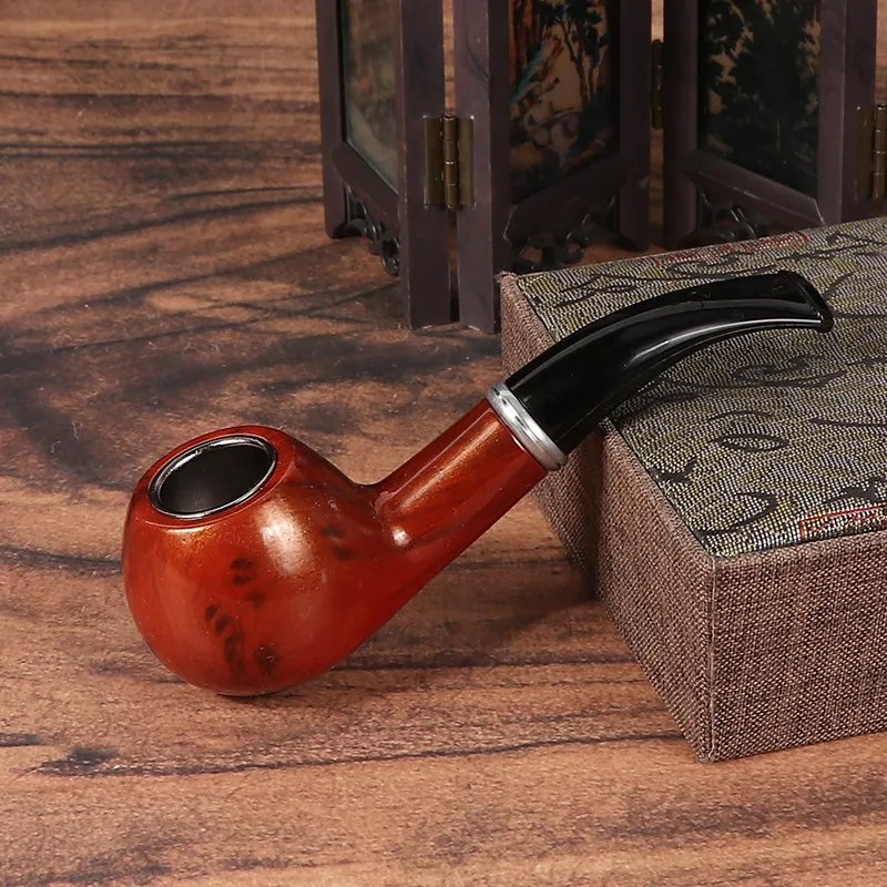 

Delicate Resin Wooden Pipe Retro Classic Bent Smoking Chimney Filter Pipe Potable Handheld Cigarette Accessories