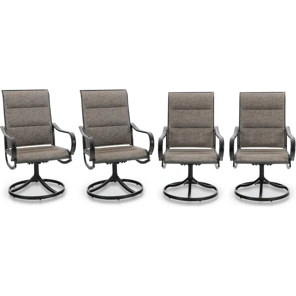

Swivel Outdoor Chairs Set of 4, All Weather Mesh Fabric Patio Dining Chair with Padded Textilene & E-Coating Metal Frame for De