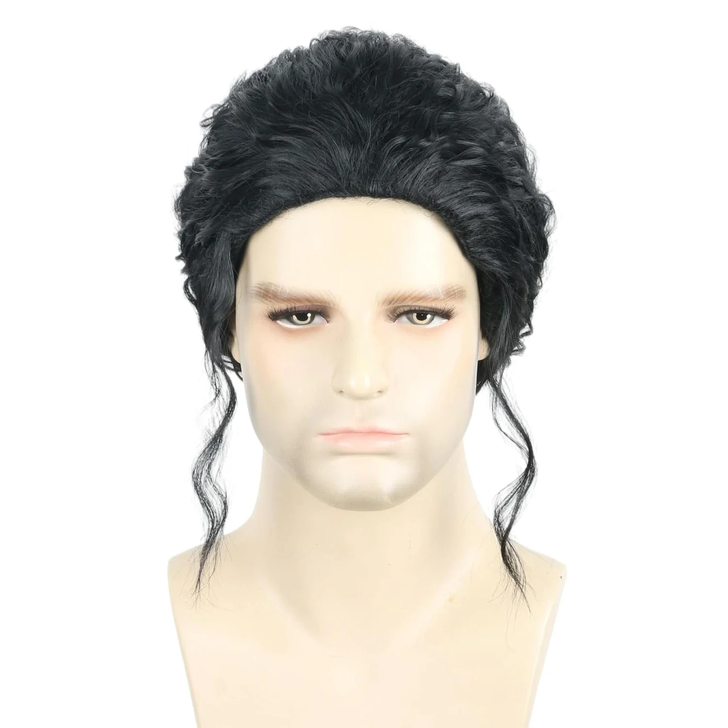 Black Curly Ponytail Wig  70s 80s Black Singer Rocker Costume Wigs | Black Retro Dancing Male Rocker Wigs Synthetic Hair