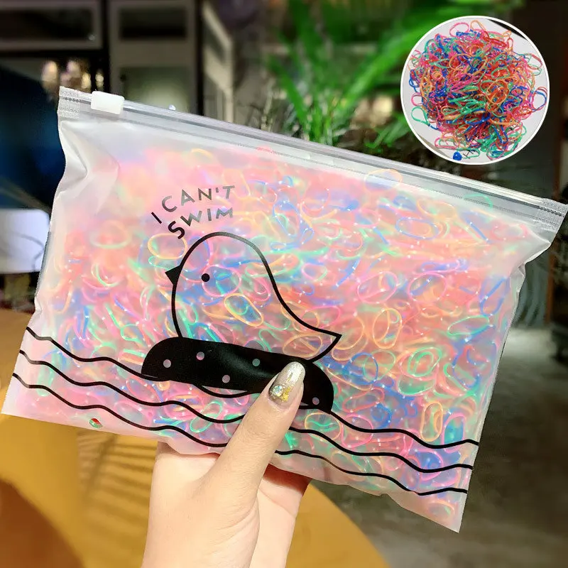 1000 teile/paket Kinder Bunte Kleine Einweg Gummibänder Gum Für Pferdeschwanz Halter Elastische Haarbänder Mode Haar Zubehör