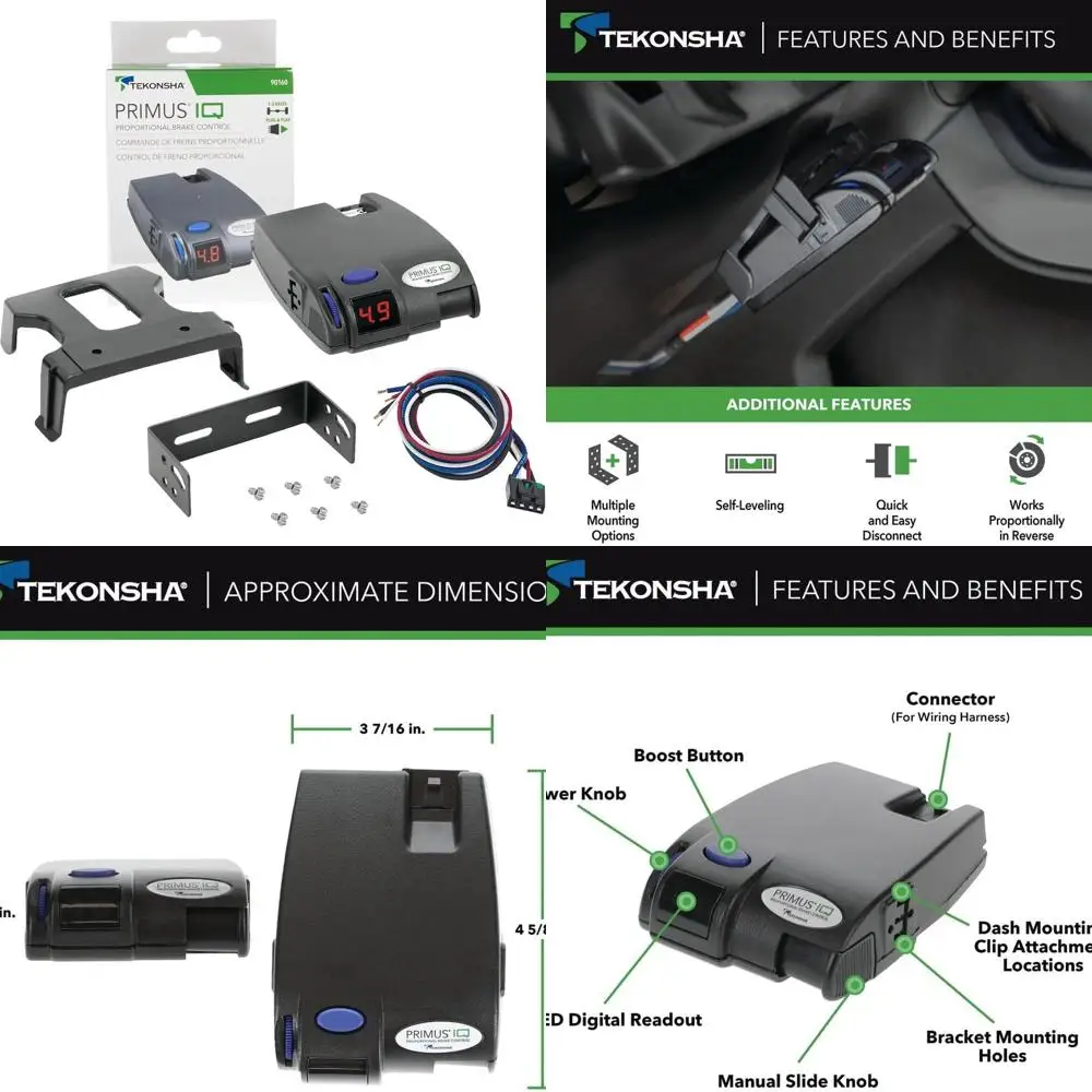 

Tekonsha 90160 Primus IQ, Proportional Brake Controller for Trailers with 1-3 Axles, compatible with Ford, GM, Chevy, Dodge, RAM