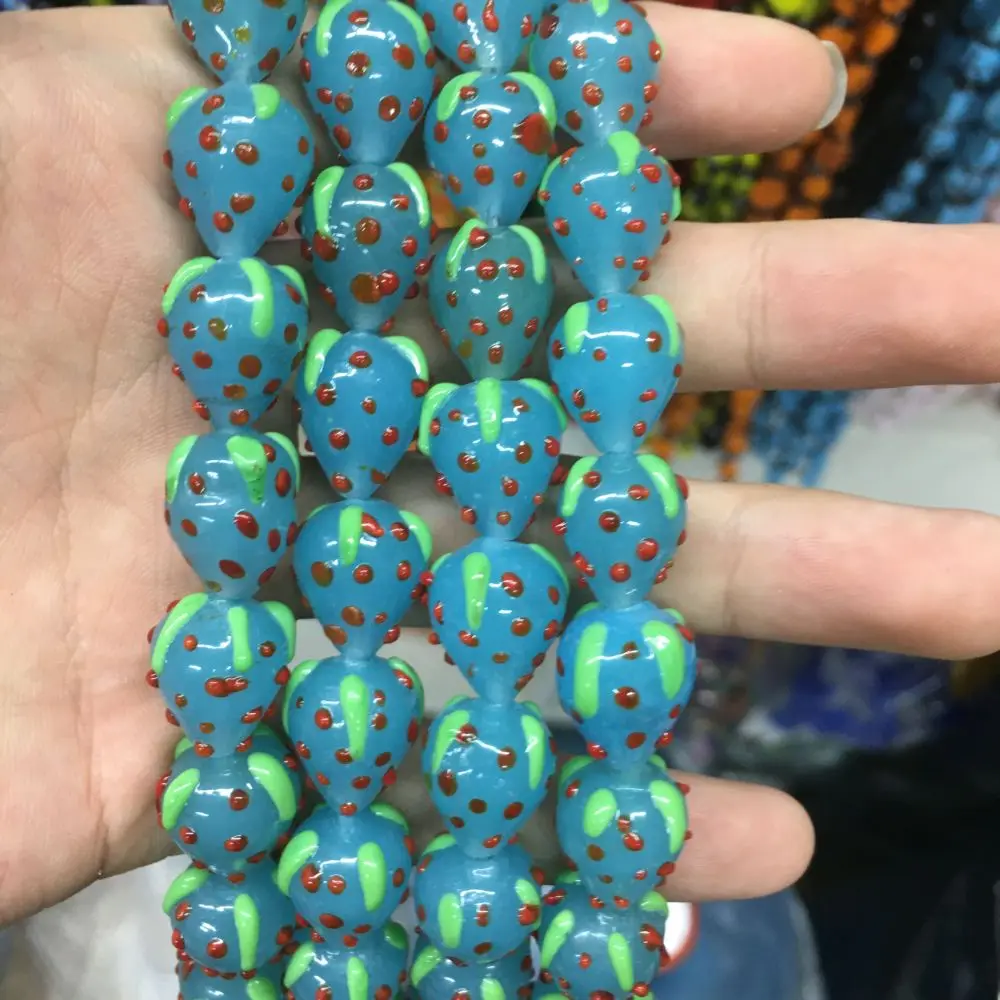 Wholesale Glass Multicolor Strawberry Bead Lampwork Glass Loose Beads For Jewelry Making DIY Bracelet Necklace Craft Accessroeis