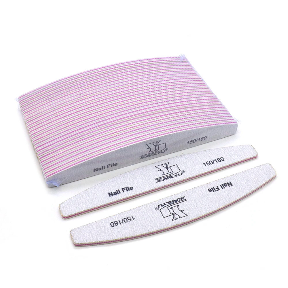 30 ชิ้นตะไบเล็บสองด้าน 150/180 กริตสีเทากระดาษทรายกล้วยเล็บตะไบบัฟเฟอร์แถบขัดเล็บอุปกรณ์เสริมและเครื่องมือ