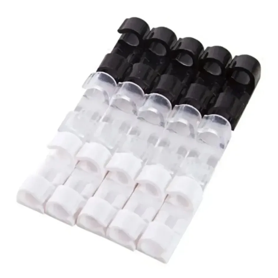 Transparent Self-Adhesive Cable Clips No Drill Reusable Wire Organizer Washable Cord Holder 4 Sizes For Home Office Desk Wall