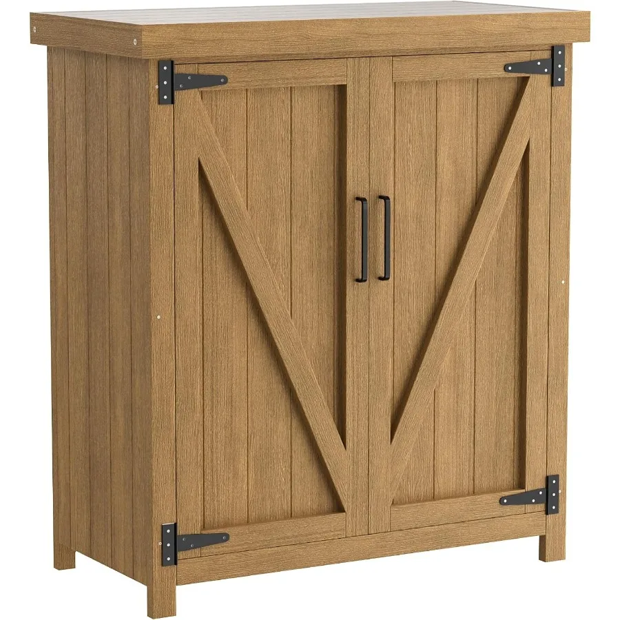 Weatherproof Outdoor Storage Cabinet, HIPS Waterproof Cabinet for patio use, gray, UV-resistant and rust-proof