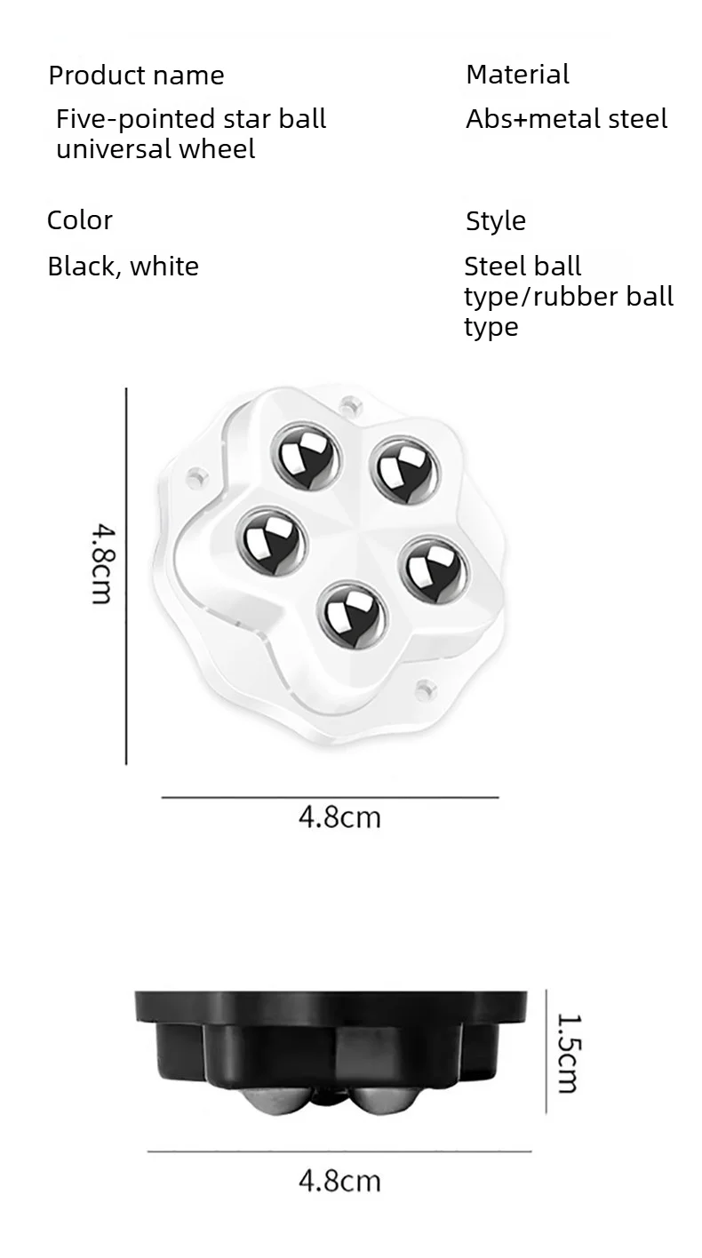 Set aus 4 selbstklebenden Rollen mit hoher Tragfähigkeit, mit 5 Rädern und universeller 360°-Drehung ° Lenkrollen für einfache Möbelverstellung – Detail 8